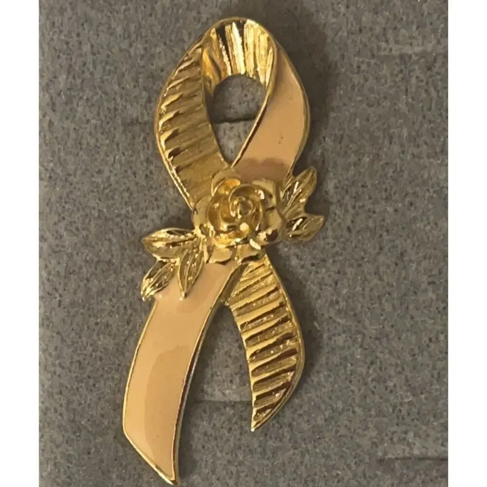 Avon Pink Ribbon Vintage Lapel Pin Tie Tack Brooch - Cancer Cause Awareness Pin